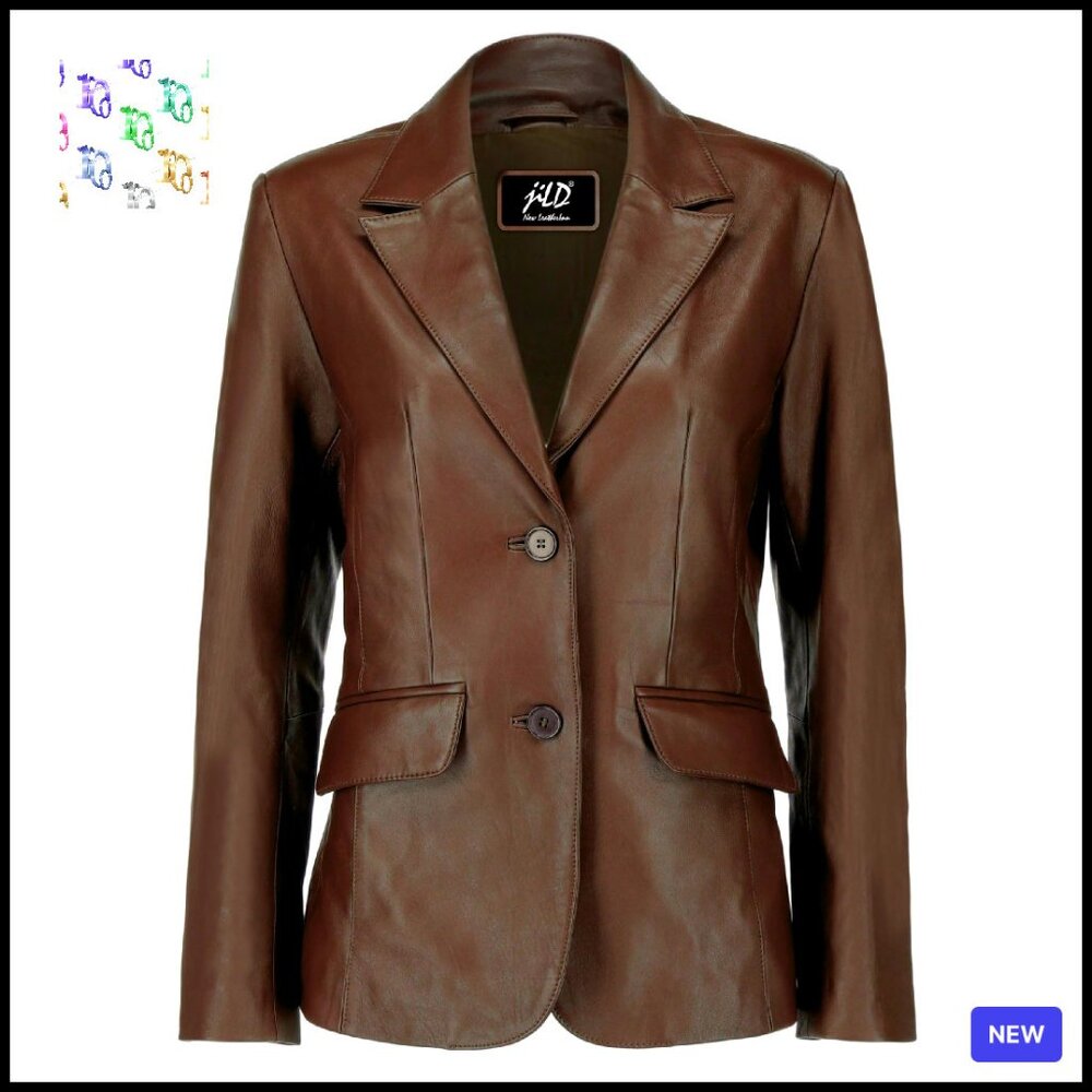 Classic Lambskin Leather Blazer Women Elegant Professional Chic Timeless